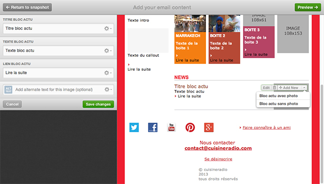 L'outil de composition de Campaign Monitor