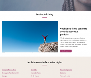 Dernier article du blog WordPress sur la home de Vitalliance