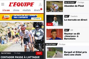 Journal L'équipe en progressive web app