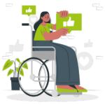 Illustration d'une personne handicapé faisant un like.