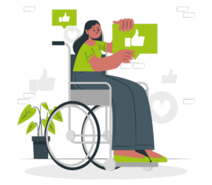 handicap-illustration Illustration d'une personne handicapé faisant un like.