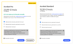 offres-adobe Exemple d'offre d'abonnement sur Acrobat