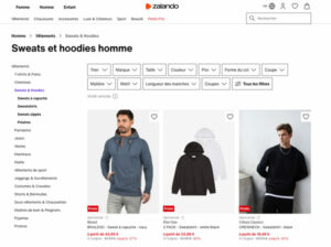 zalando-filtres Filtres sur une liste de produit sur le site Zalando