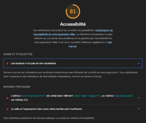 lighthouse-accessibilite Test d'accessibilité sur Google Lighthouse