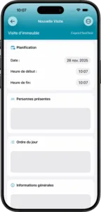Écran natif de création d'une nouvelle visite