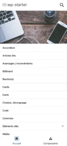 Menu WP-Starter Mobile