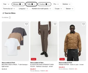 Formulaire de recherche du site Zalando