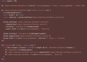 JavaScript gérant un menu Wordpress