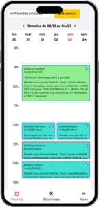 Vue du planning d'un employé sur une journée