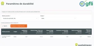 Tableau de la durabilité d'un ingrédient et son impact sur l'environnement